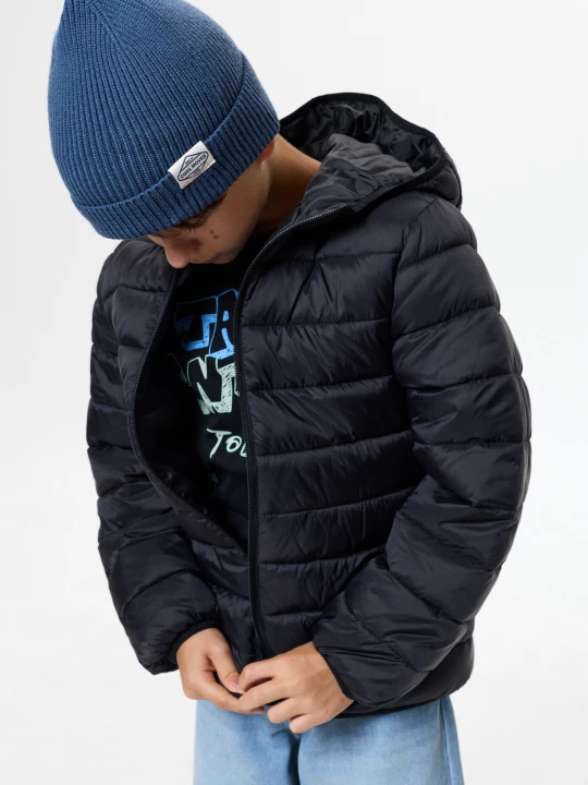 Obrázek produktu Sinsay - Pikowana kurtka puffer z kapturem - czarny