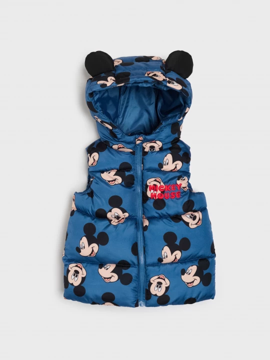 Obrázek produktu Sinsay - Pikowana kamizelka puffer z kapturem Mickey Mouse - niebieski