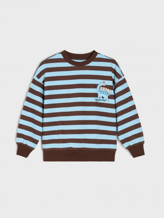 Obrázek produktu Sinsay - Bluza crewneck w paski z motywem dinozaura - wielobarwny