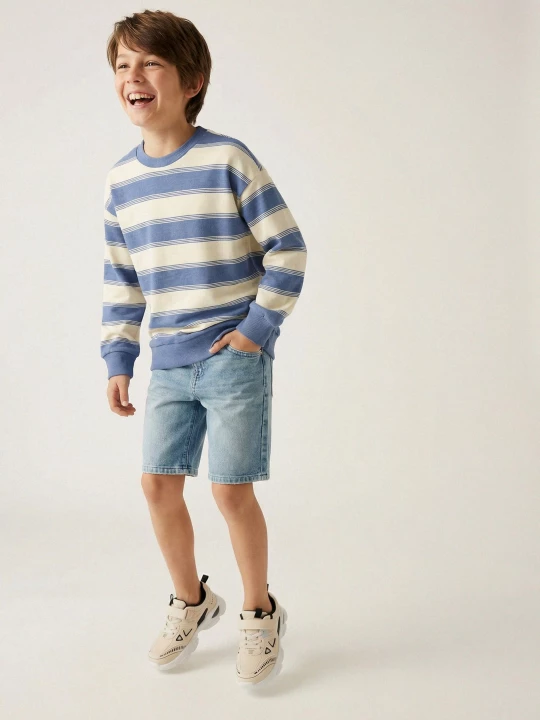 Obrázek produktu Sinsay - Bluza crewneck w paski - mid blue