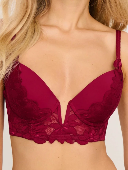Obrázek produktu Sinsay - Push-up podprsenka s krajkou - burgundy