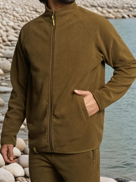 Obrázek produktu Sinsay - Rozepínací flísová mikina se stojáčkem - khaki