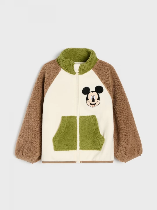 Obrázek produktu Sinsay - Rozpinana bluza polarowa z haftem Mickey Mouse - kremowy