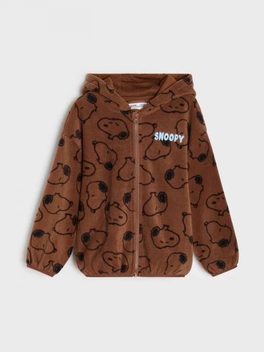 Obrázek produktu Sinsay - Rozpinana bluza polarowa z kapturem Snoopy - brązowy