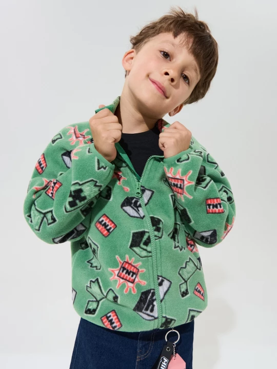 Obrázek produktu Sinsay - Rozpinana bluza polarowa ze stójką Minecraft - zielony