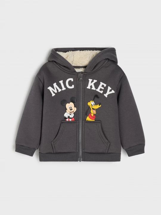 Obrázek produktu Sinsay - Rozpinana bluza z kapturem sherpa Mickey Mouse - szary