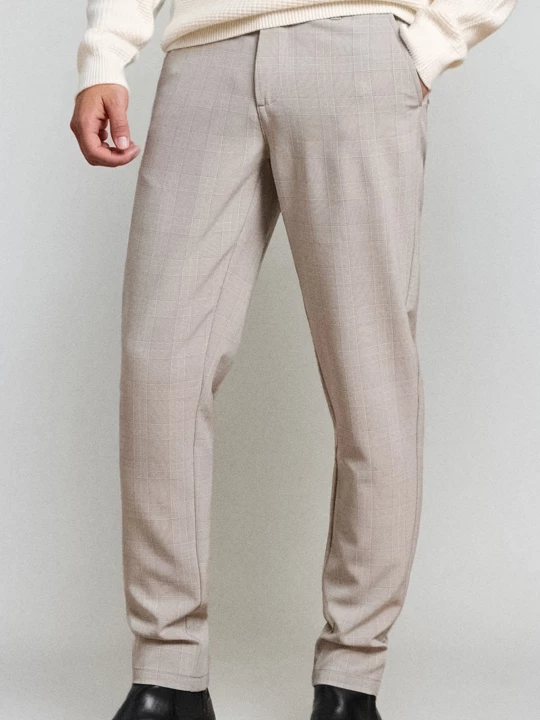 Obrázek produktu Sinsay - Slim fit chino kalhoty s kostkovaným vzorem - šedá