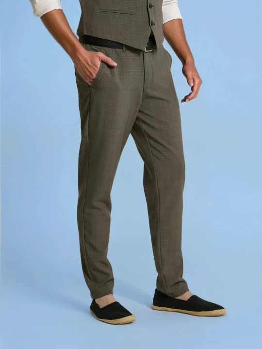Obrázek produktu Sinsay - Slim fit chino kalhoty s kostkovaným vzorem - šedá