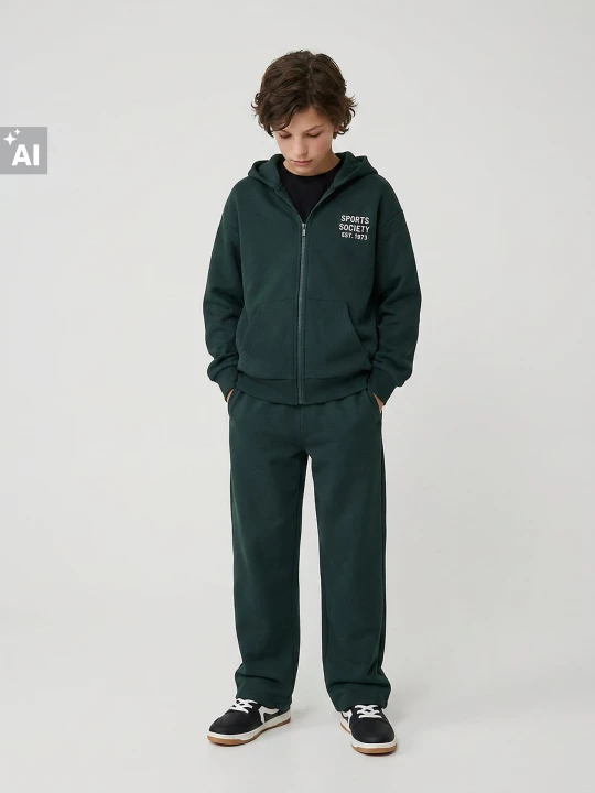 Obrázek produktu Sinsay - Spodnie dresowe wide leg - green spruce