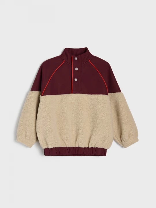 Obrázek produktu Sinsay - Sportowa bluza sherpa na zatrzaski Active - brązowy