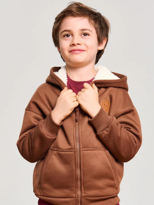 Obrázek produktu Sinsay - Cieplejsza bluza z kapturem z ozdobną naszywką - brązowy