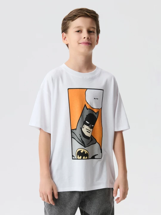 Obrázek produktu Sinsay - Koszulka oversize z nadrukiem Batman - biały