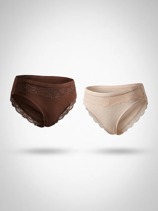 Obrázek produktu Sinsay - Viskózové kalhotky s krajkovým lemováním 2 pack - vícebarevná