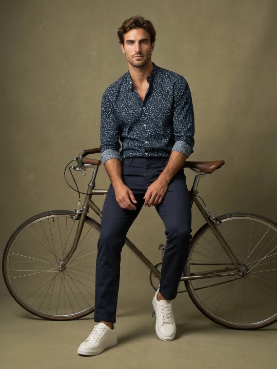 Obrázek produktu Sinsay - Vzorovaná košile slim fit - námořnická modrá