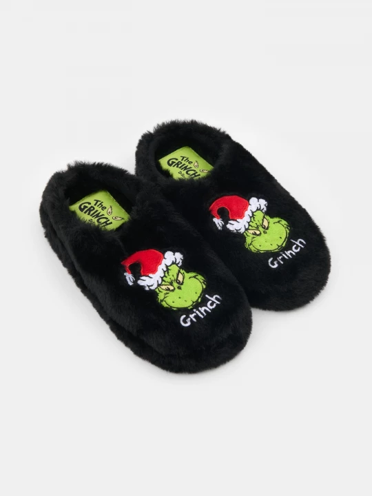 Obrázek produktu Sinsay - Wsuwane kapcie z imitacji futra Grinch - czarny