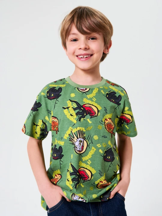 Obrázek produktu Sinsay - Wzorzysta koszulka How to train your dragon - green spruce