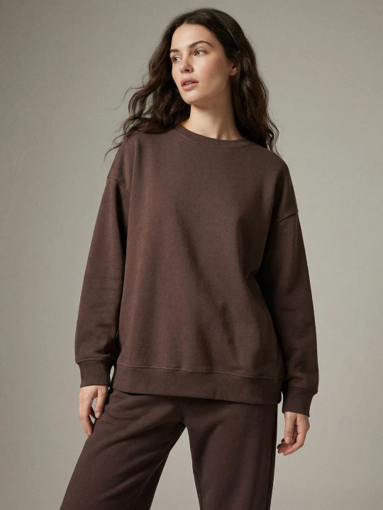Obrázek produktu Sinsay - Základní crewneck mikina - tmavě hnědá