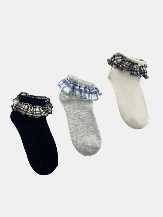 Obrázek produktu Sinsay - Žebrované ponožky s ozdobnými volánky 3 pack - vícebarevná