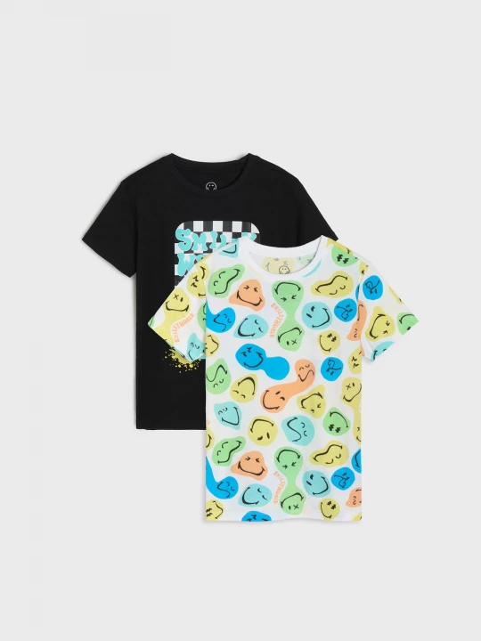 Obrázek produktu Sinsay - Zestaw bawełnianych koszulek z krótkim rękawem SmileyWorld® 2 pack - wielobarwny