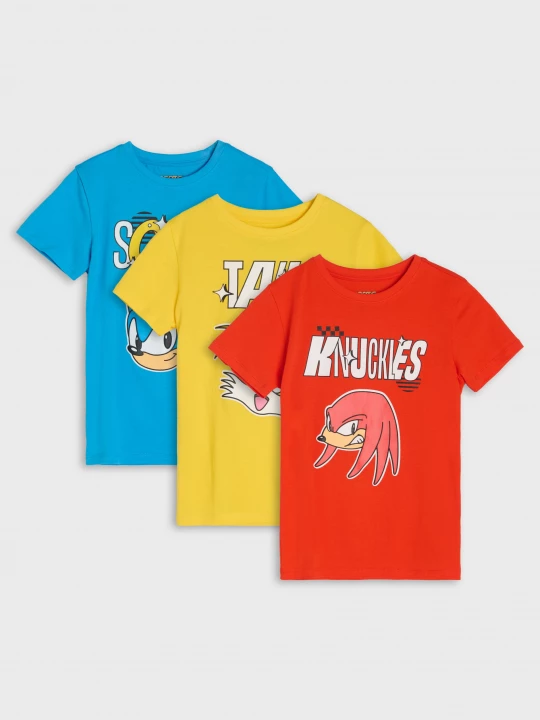 Obrázek produktu Sinsay - Zestaw bawełnianych koszulek z krótkim rękawem Sonic the Hedgehog 3 pack - wielobarwny