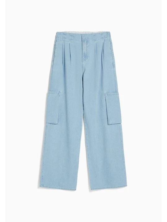 Obrázek produktu Široké džíny Bershka světle modrá