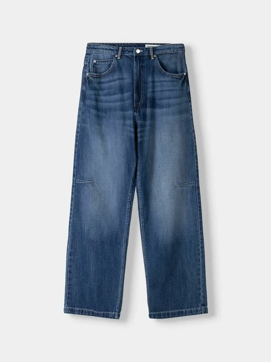 Obrázek produktu Široké džíny Bershka tmavě modrá