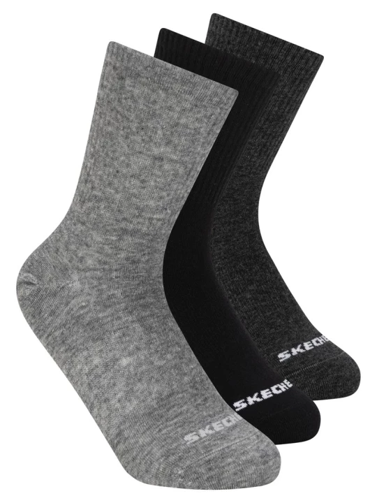 Obrázek produktu Skechers Chlapci 3 Pack Boys' Crew Cotton ponožky v Šedá, Velikost Poloviční