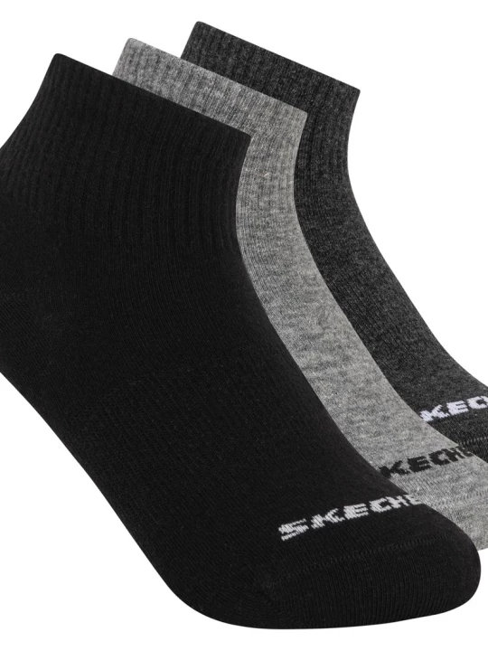 Obrázek produktu Skechers Chlapci 3 Pack Boys' Quarter Crew Cotton ponožky v Černá/Šedá, Velikost Poloviční