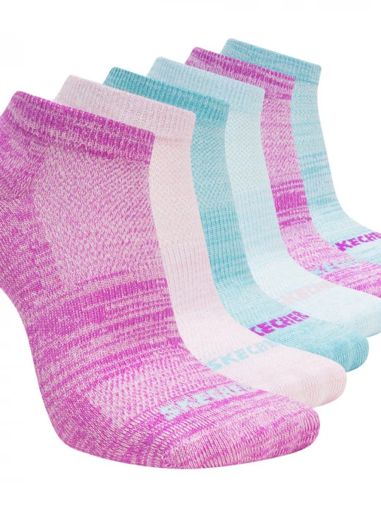 Obrázek produktu Skechers Dívky 6 Pack Girls' Low Cut Color Stripe ponožky v Nachový/Modrozelená, Velikost Malý