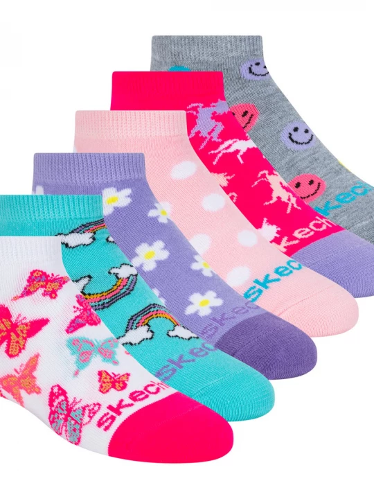 Obrázek produktu Skechers Dívky 6 Pack Low Cut Multicolor Print ponožky, Velikost Malý