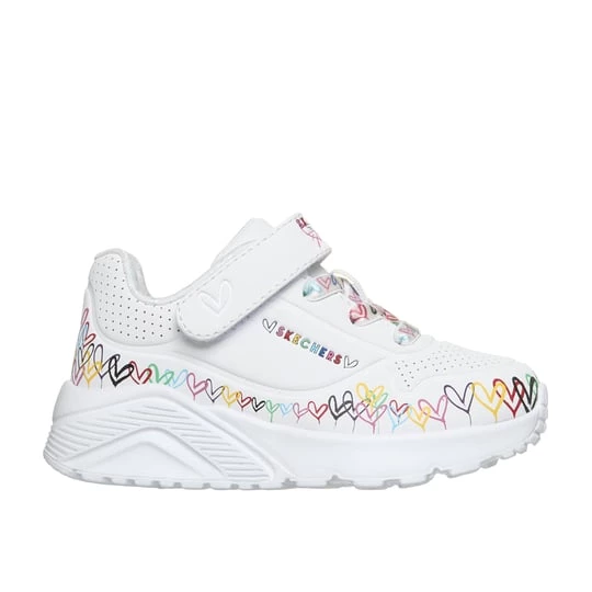 Obrázek produktu Skechers Dívky JGoldcrown: UNO Lite - Heart Craze Shoes v Bílá, Pratelné v pračce