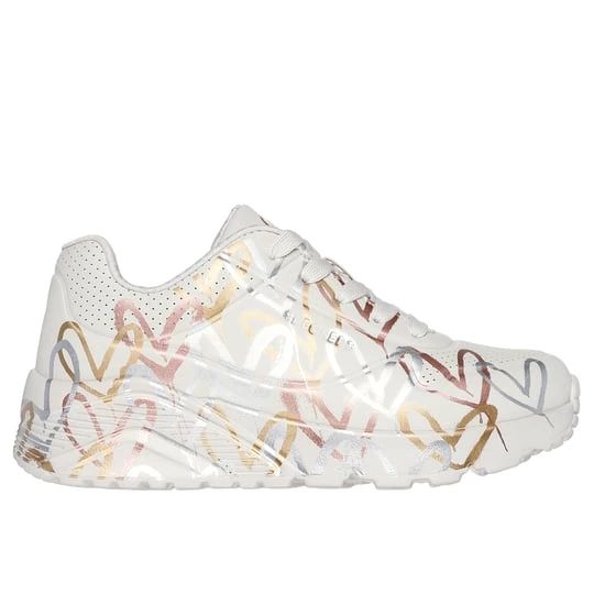 Obrázek produktu Skechers Dívky x JGoldcrown: UNO Lite - Metallic Love Shoes v Prírodní / Multi, Pratelné v pračce