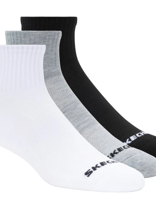 Obrázek produktu Skechers Muži 3 Pack Quarter Crew Sport ponožky v Černá/Bílý/Šedá, Velikost Velký