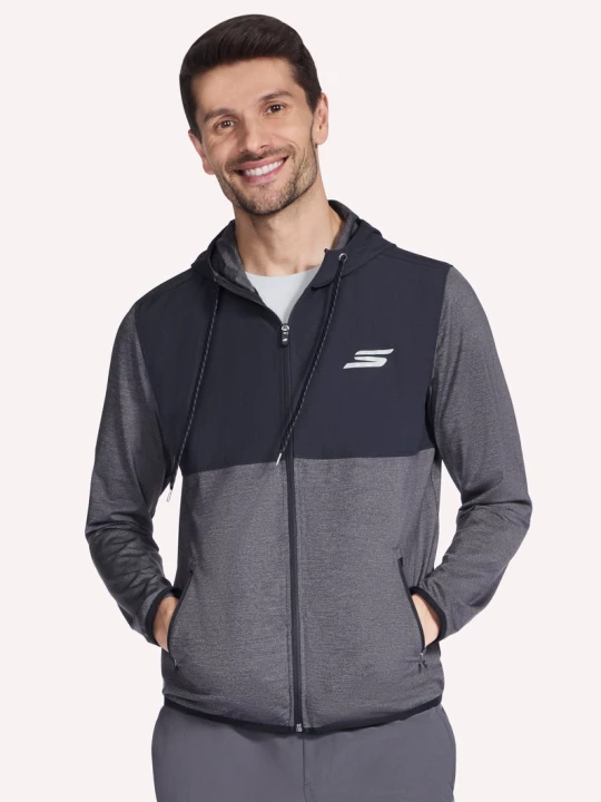 Obrázek produktu Skechers Muži Harry Kane Weekend Full Zip mikina v Cerná / Sedá Uhlíková, Velikost Poloviční
