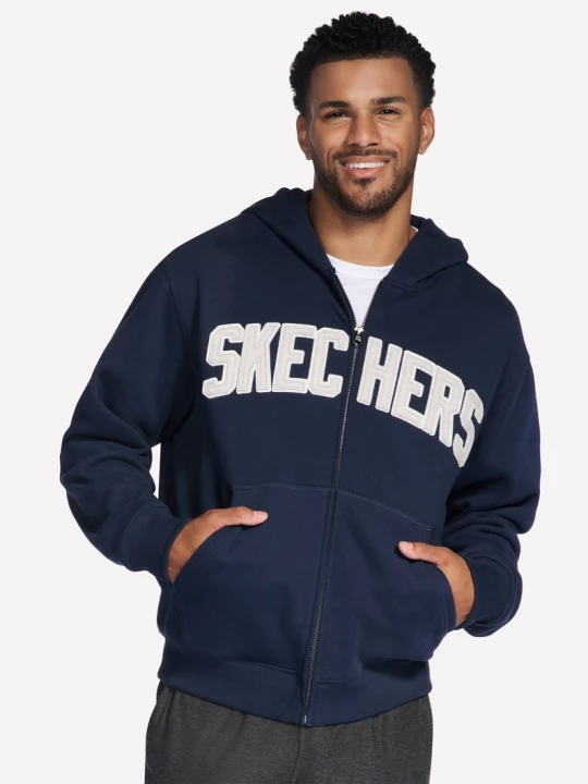 Obrázek produktu Skechers Muži Max Soft Full Zip mikina v Tmave Modrá, Velikost Poloviční