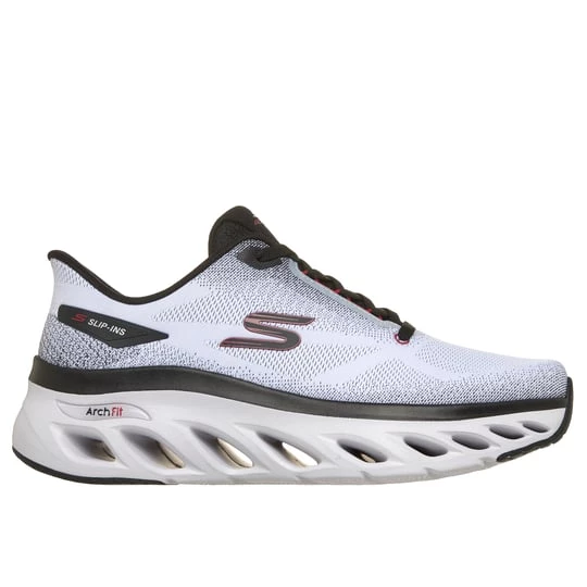 Obrázek produktu Skechers Muži Slip-ins: Arch Fit Glide-Step - Hirusher Shoes v Bílá / Cerná / Cervená, Vegan, Pratelné v pračce