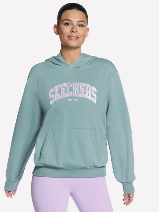 Obrázek produktu Skechers Ženy Collegiate Pullover mikina v Světle Šedá / Zeleno Modrá Barva, Velikost Malý