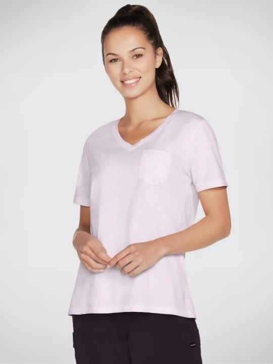 Obrázek produktu Skechers Ženy Diamond Wash Hatha V-Neck tričko s kapsou v Fialový / Levandule
