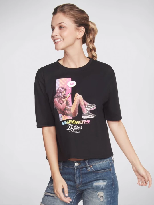 Obrázek produktu Skechers Ženy D'Lites Cell Girl Cropped tričko v Černá, Velikost Poloviční