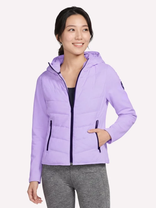 Obrázek produktu Skechers Ženy Performance Cozy Fit Hooded bunda v Bílý / Světle Fialová, Velikost Malý