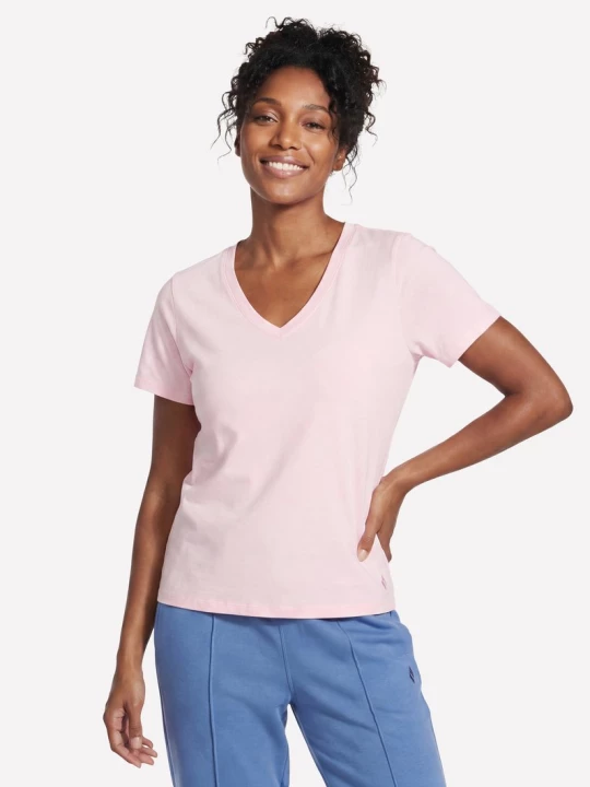Obrázek produktu Skechers Ženy Pima V-Neck tričko v Bílý / Růžový, Velikost Malý