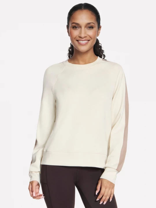 Obrázek produktu Skechers Ženy Skechluxe Elevate Blocked Crewneck Top v Off White / Mauve, Velikost Malý