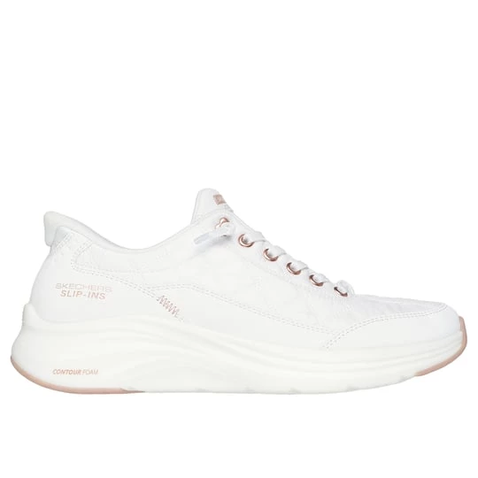 Obrázek produktu Skechers Ženy Slip-ins: Contour Foam - Cozy Fit Golden Hour Shoes v Bílý / Růžové Zlato, Velikost Wide, Pratelné v pračce