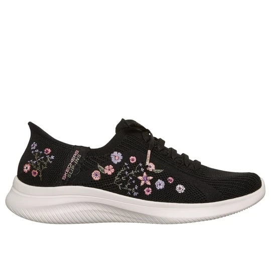 Obrázek produktu Skechers Ženy Slip-ins: Ultra Flex 4.0 - Sweet Petals Slip-On Shoes v Černá, Vegan, Pratelné v pračce