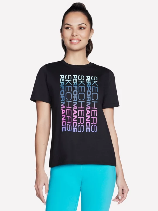 Obrázek produktu Skechers Ženy Vibrant Glow Short Sleeve tričko v Černá, Velikost Malý