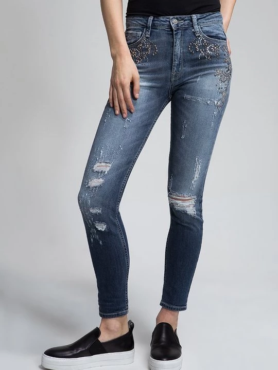 Obrázek produktu Skinny džíny Met melírovaná tmavě modrá