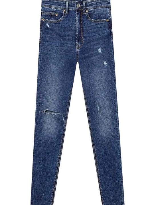 Obrázek produktu Skinny džíny Stradivarius metalická modrá