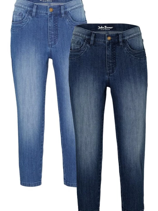 Obrázek produktu Slim Fit džíny Mid Waist, ke kolenům (2 ks v balení) BonPrix