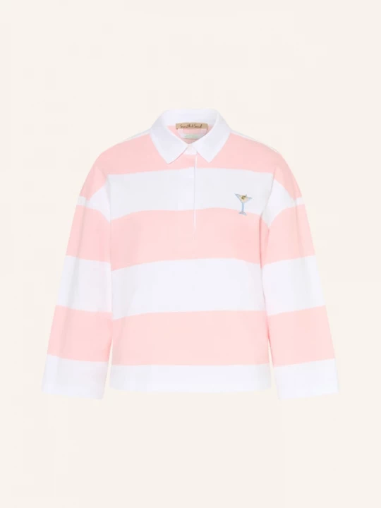 Obrázek produktu Smith & Soul Jerseyové Polo Tričko S Ozdobnými Perličkami růžová / bílá