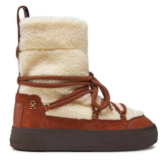 Obrázek produktu Sněhule Tommy Hilfiger Lace-Up Faux Shearling Snowboot FW0FW08252 Béžová